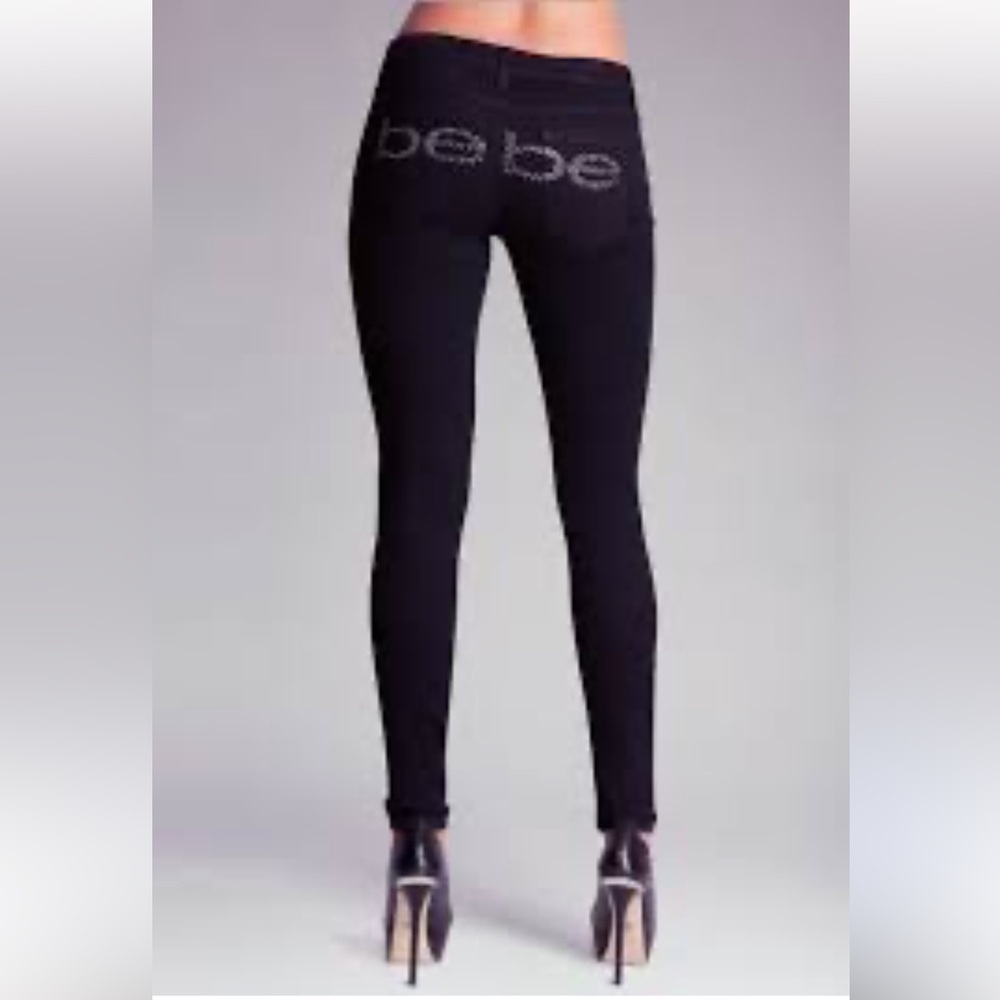 Y2K Bebe Classic Black Trousers Skinny Sz 28 Women